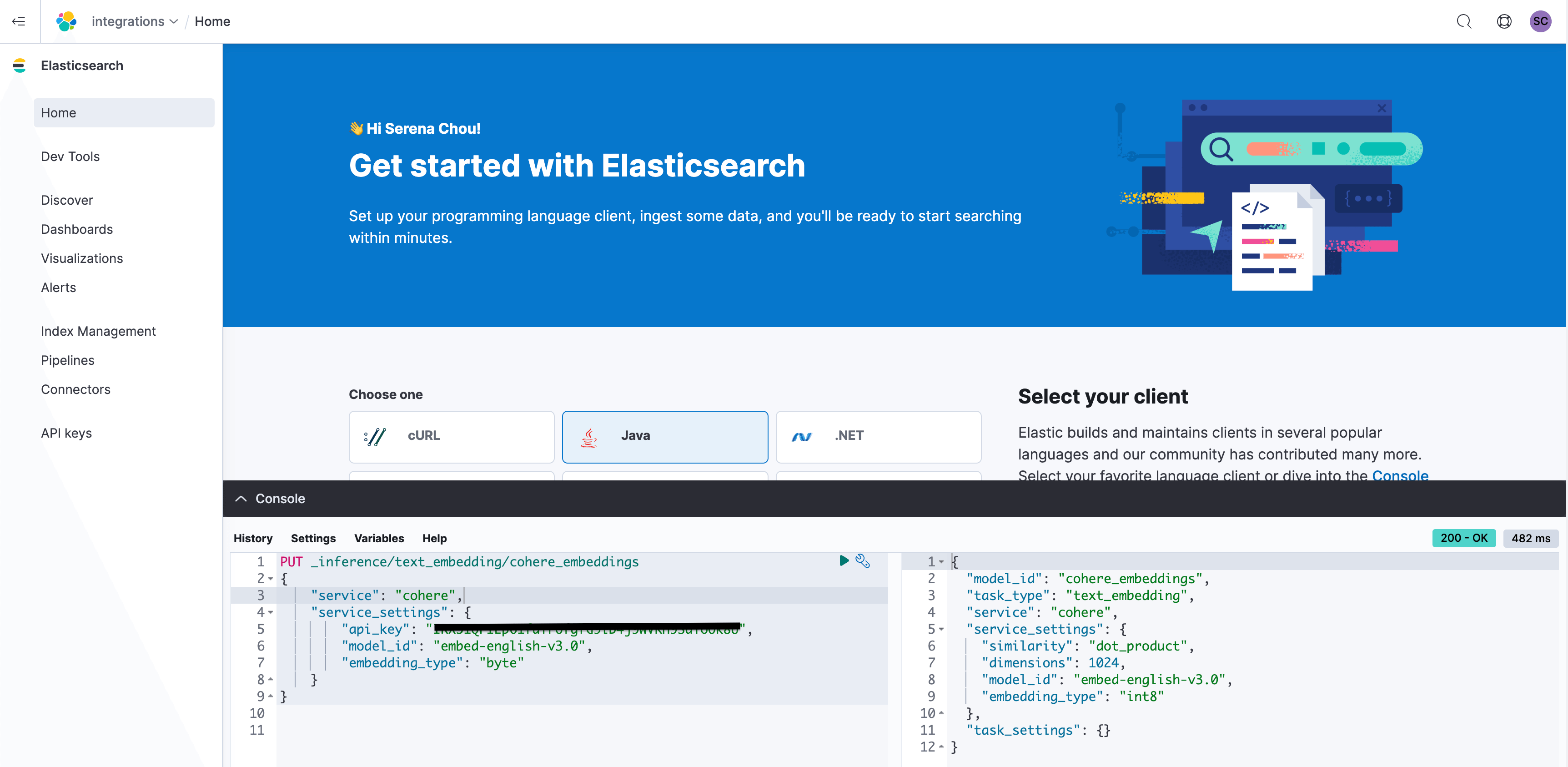 Elasticsearch open inference API adds support for Cohere Embeddings